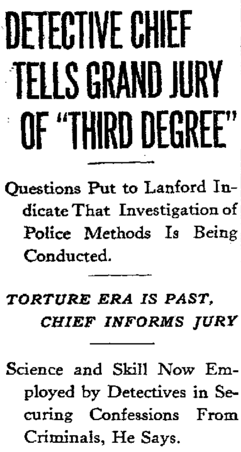 Detective Chief Tells Grand Jury Of Third Degree The Leo Frank Case
